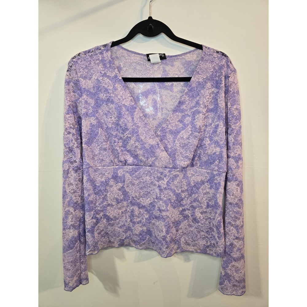 Y2K Fashion Bug Lace Long Sleeve Top Coquette Romantic‎ Y2K Feminine Women's XL